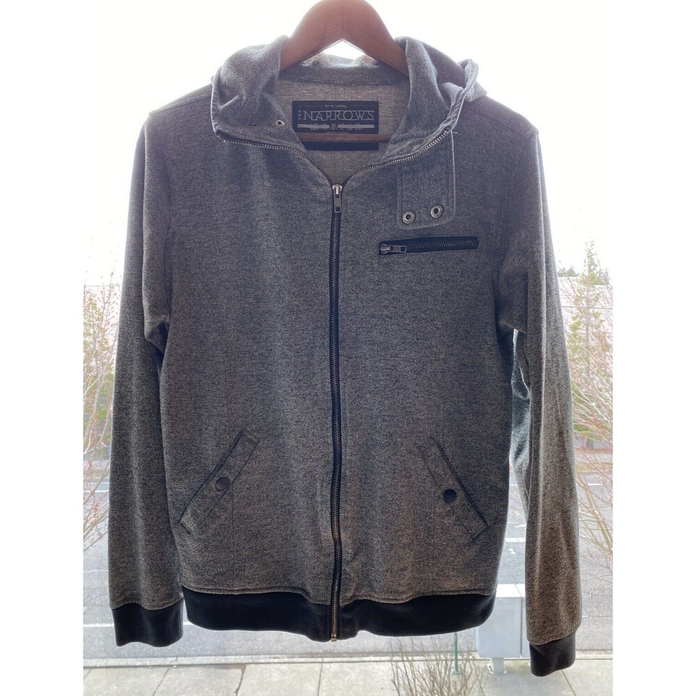 The Narrows Womens S Hoodie‎ Jacket Gray Black Full Zip Sweater